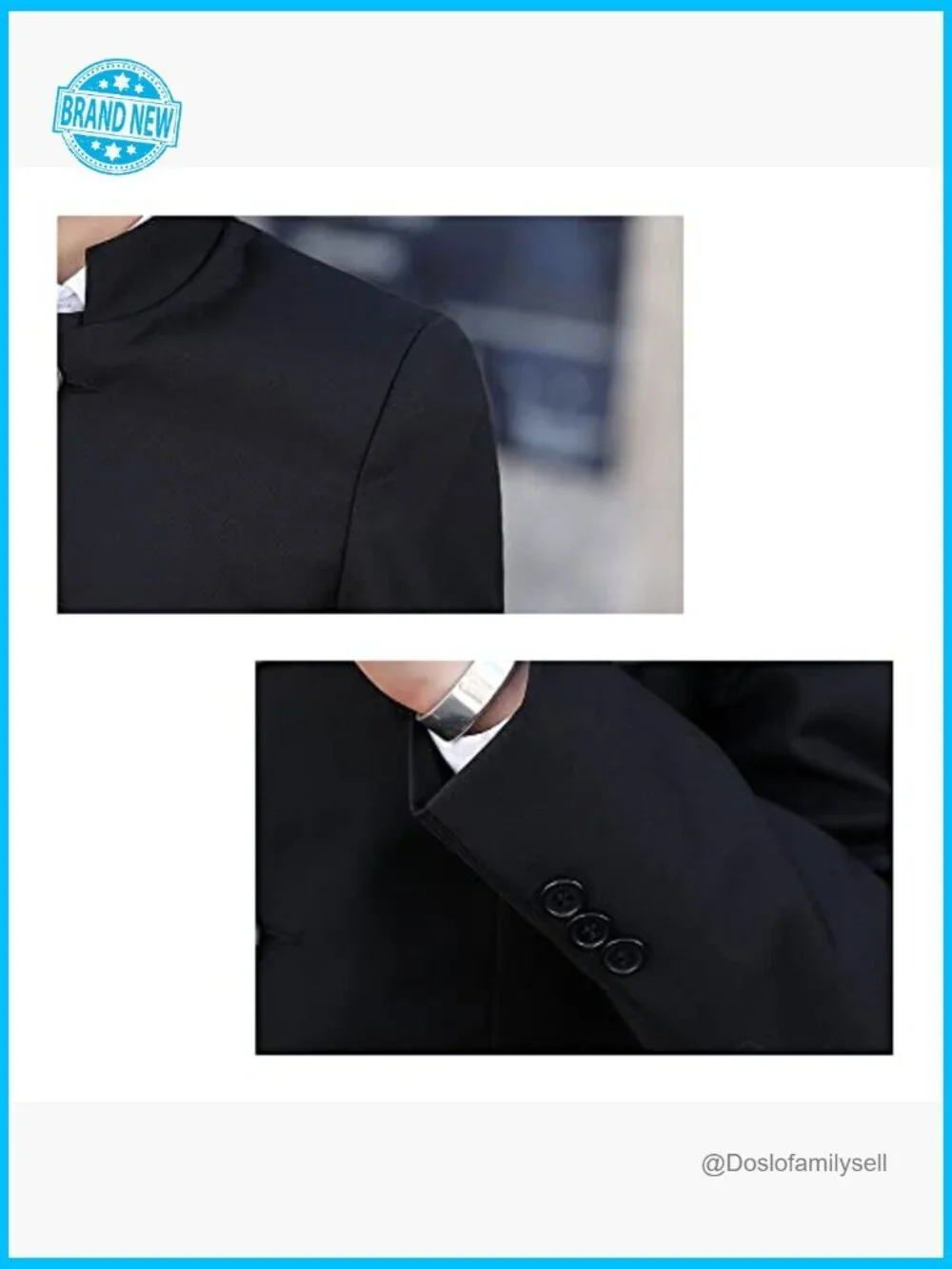 Slim Fit Mandarin Collar Sport Coat Blazer Business Casual Wedding Prom